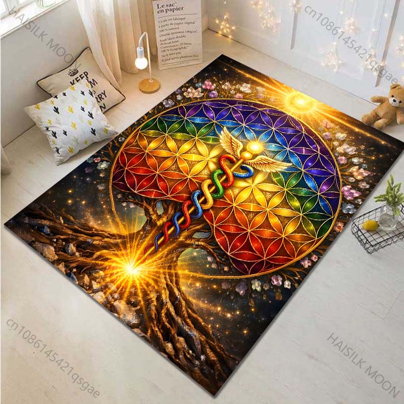 Luxury Lifestyle Hotel - Mehrere Größen, Regenbogen-Blumenmuster-Teppich für Wohnzimmer, Schlafzimmer,
